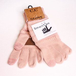 NWT C.C Women Solid Ribbed Glove with Smart Tips and Palm